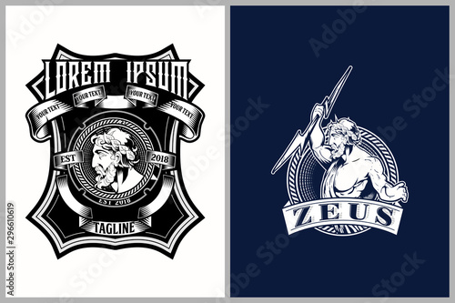 Cuadros en Lienzo zeus with lightning vector logo template