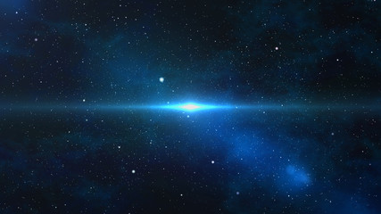 Wall Mural - Beautiful serene starscape in space with a blue light 