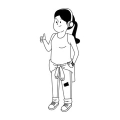 Poster - cartoon teenager girl with thumb up