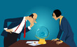 Business people staring into a crystal ball, looking for a forecast, EPS 8 vector illustration