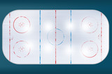 Fototapeta  - Ilustracyjny widok tafli lodowej do gry w hokej. Widok z góry.