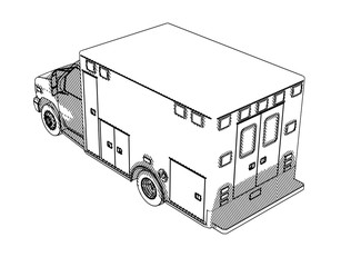 Poster - sketch ambulance car with hatching vector on a white background