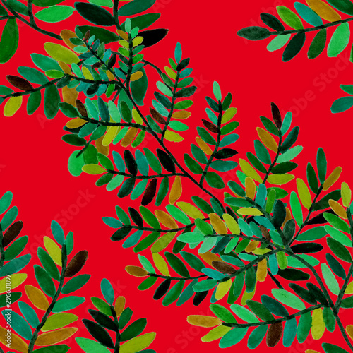 Watercolor seamless pattern with fern leaves. Leaf background.Floral vintage ...