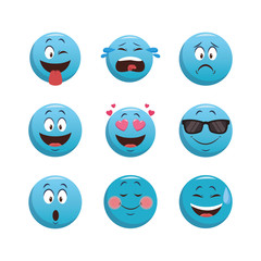 Wall Mural - Set of chat emoticons with facial expressions