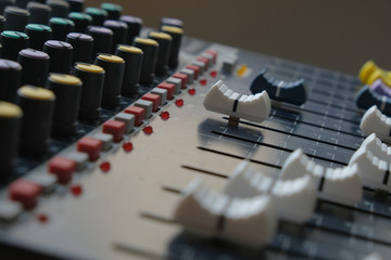 Mixing console close up 01