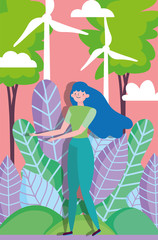 Poster - woman friendly environment field wind turbine energy ecology