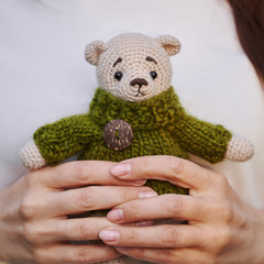 soft knitted toy. funny teddy bear