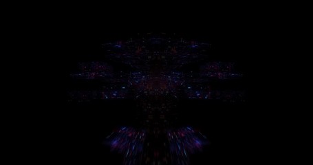 Canvas Print - abstract technology big data cloud computing background with bright neon lines and dots. flying in d