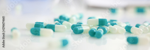 Fotomural Tablets scattered on the table of the pharmaceutical