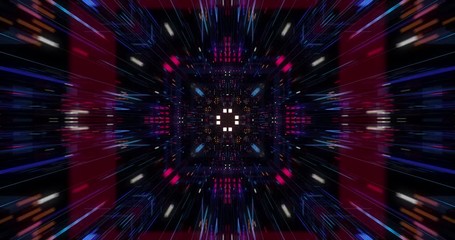 Canvas Print - abstract technology big data cloud computing background with bright neon lines and dots. flying in d