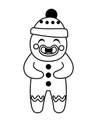 Sticker - gingerbread man with hat in white background