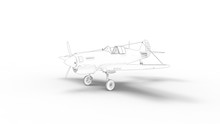 Line Drawing Illustration Of A World War Two Fighter Airplane