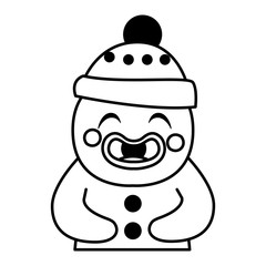 Sticker - gingerbread man with hat in white background