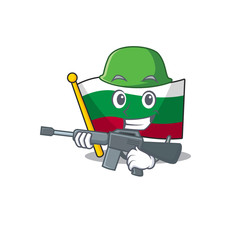 Sticker - Army flag bulgarian hoisted on cartoon pole