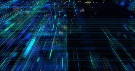 Wall Mural - seamless loop abtract internet of things motion background. flying through virtual cyberspace with n