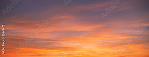 Sunset sky. Abstract nature background. Dramatic blue and orange, colorful cl...