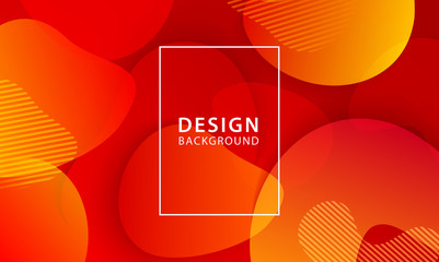 Wall Mural - Fluid shape banner design background. Liquid geometric red and orange gradient template.