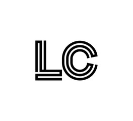 Initial two letter black line shape logo vector LC