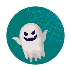 Sticker - spooky halloween ghost on white background