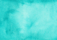 Watercolor Turquoise Gradient Background Texture. Aquarelle Abstract Blue Ombre Backdrop