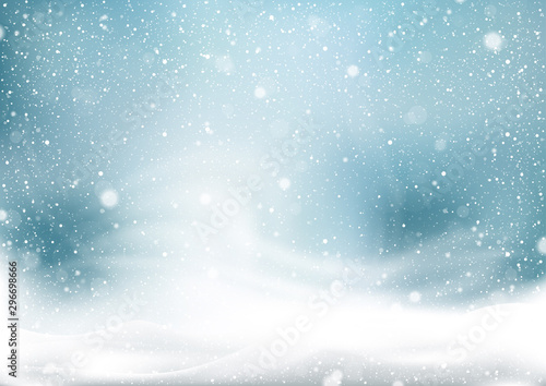 Winter Snow Storm Background - Abstract Illustration with Winter Landscape wi...