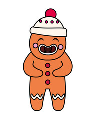 Sticker - gingerbread man with hat in white background