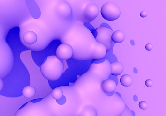 Wall Mural - Abstract background with pink and blue liquid drops. 3D illustration