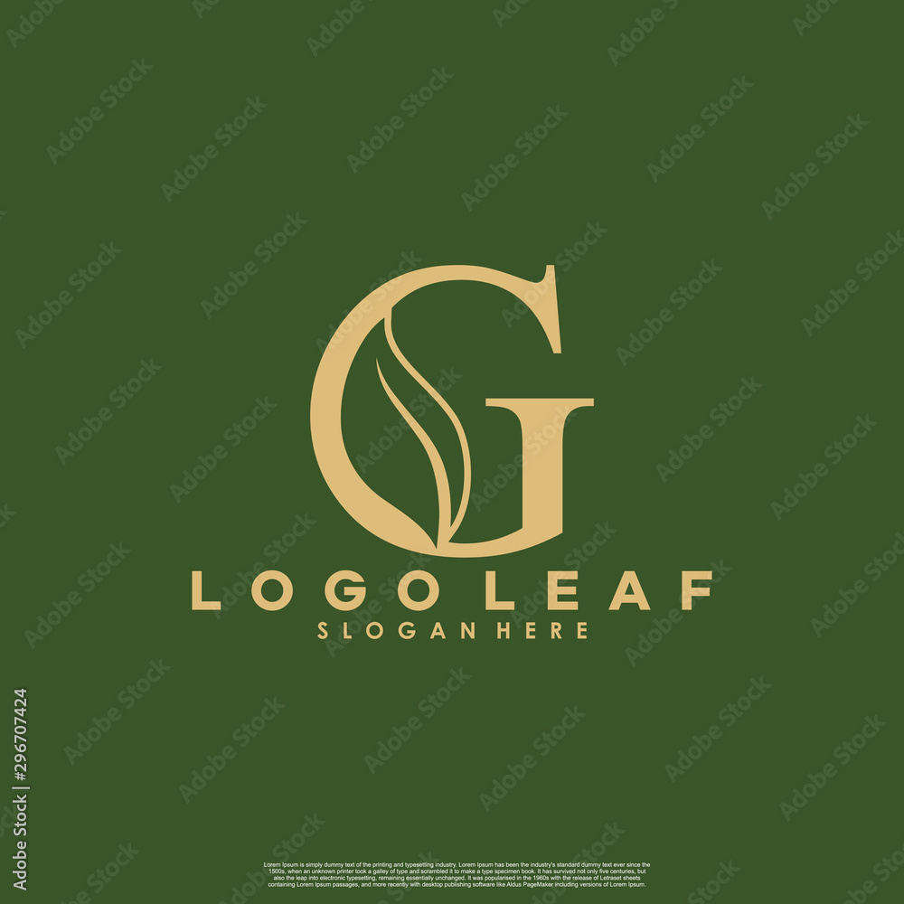 Letter G With Leaf Logo. Green leaf logo icon vector design. Landscape ...