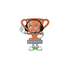 Poster - With headphone icon bronze trophy in the cartoon