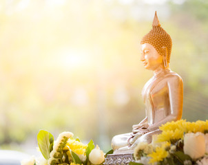 old buddha statue in temple thailand