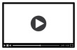 Video player for web in black and white. Vector illustration
