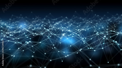 Abstract connection blue background network 3D rendering
