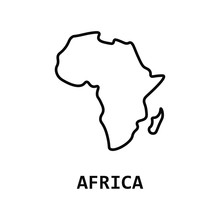 Africa Map Line Icon. Isolated Vector.
