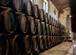 Production of fortified jerez, xeres, sherry wines in old oak barrels in sherry triangle, Jerez la Frontera, El Puerto Santa Maria and Sanlucar Barrameda Andalusia, Spain