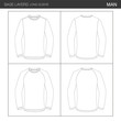 © Nicolas - Man Long Sleeve Base Layer Shirt Set, Back and Front. All Round Neck, Raglan Sleeve. Vector Illustration, Outlines and Isolated Background, for Technical Design and Mockup.
