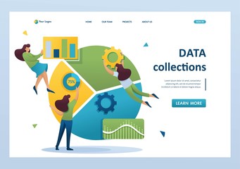 Canvas Print - large schedule and a set of analytical data, data collection is carried out by employees. flat 2d ch