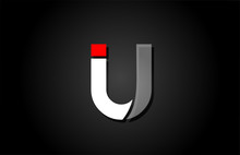 Red White Black U Alphabet Letter Logo For Company Icon Design