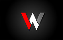 Red White Black W Alphabet Letter Logo For Company Icon Design