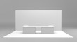 Blank modern reception. Information desk or exhibition counter illustration. Counter for reception and helping service stand