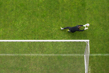 Soccer Goalkeeper Goalkeeper Intervention - View From Above