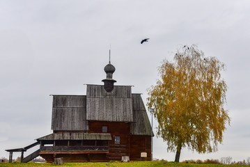 Wooden St. Nicholas Church in the Suzdal Kremlin. Suzdal, Vladimir region, Russia. The Golden ring of Russia