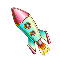 Wall Mural - space exploring launch rocket color vector. flying astronautic transport rocket for explore cosmos. 