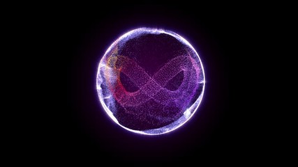 Leinwandbilder - Plasma Sphere Swirl With 3D Rendering Infinity Sign Dynamic Rotate Animation Background.