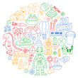 © Anastasia - Vector pattern with children toys. Robot, rocket, horse, doll