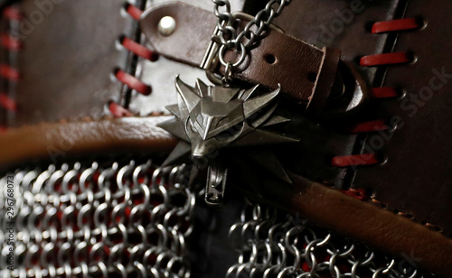 Photographie The Witcher medallion is seen during a role play event at the Moszna Castle in M