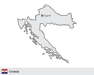 Wall Mural - Croatia vector map with the capital city of Zagreb