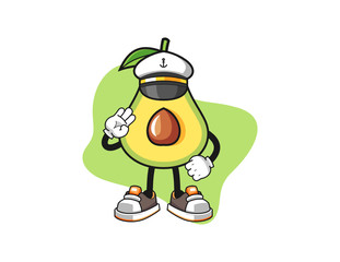 Avocado ship master mascot design vector. Cartoon character illustration for business, t shirt, sticker.