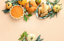 Thanksgiving Card Or Invitation Template With A Copy Space For A Greeting Text