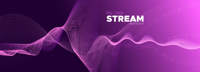 Wall Mural - digital particles. purple big data stream. light