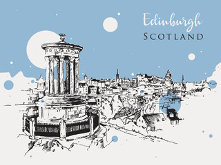 Drawing sketch illustration of Edinburgh